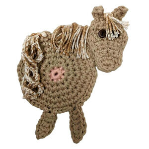 Hand Crafted Horse Butt Coasters Crochet Set of Two Peeking Pony Table Mug Rug